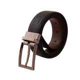 Genuine Full Grain  Leather Belt - Buffalo Print Black / Cognac Reversible - 1709BLCN