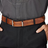 Genuine Full Grain Leather Belt - Crocodile Print - Tan / Brown Reversible - 1711TNBR