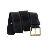 Genuine Full Grain Leather Belt - Contrast Stitching Black - 1750BL