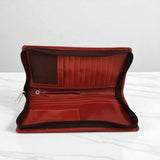 Genuine Leather Zip Around Travel Wallet - Tan