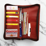 Genuine Leather Zip Around Travel Wallet - Tan