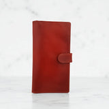 Genuine Leather Tab Closure Travel Wallet - Tan