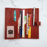 Genuine Leather Tab Closure Travel Wallet - Tan