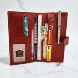 Genuine Leather Tab Closure Travel Wallet - Tan