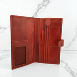 Genuine Leather Tab Closure Travel Wallet - Tan