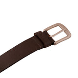 Genuine Full Grain Leather Belt - Two Tone Brown - Silver - 3401BR