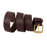 Genuine Full Grain Leather Belt - Woven Brown - 3700BR