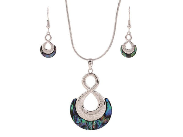 Kiwicraft Paua Pendant Set with Box - Pikorua Twist