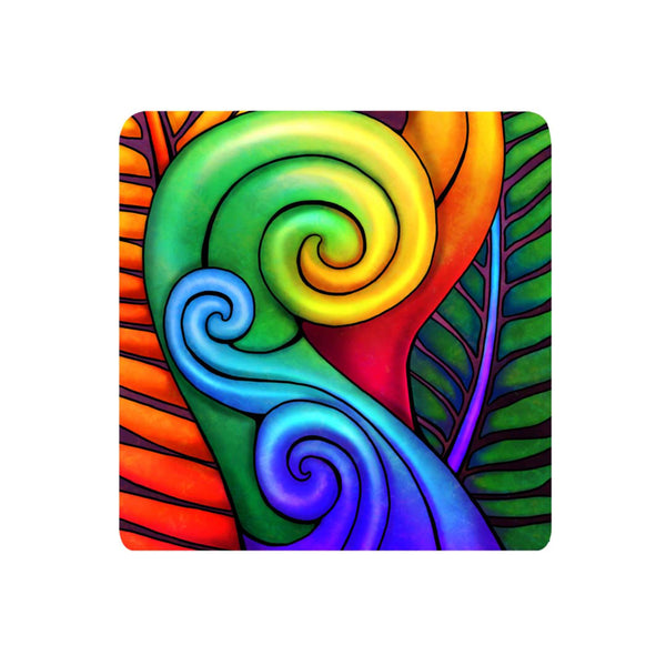Sophie Blokker -Textured Koru - 3D Cork Backing Ceramic Tile - Wall Hanging