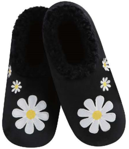 Slumbies - Women's Small Simply Daisy All Day Black Foot Covering