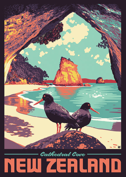 Pikitia Tea Towel - Cathedral Cove