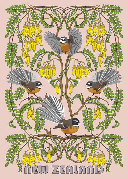 Pikitia Tea Towel - Piwakawaka