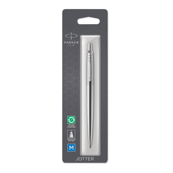 Parker Jotter Stainless Steel Chrome Trim Ballpoint Pen - Hangsell Pack