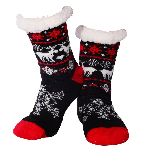 Nuzzles - Men's Reindeer - Black Foot Covering