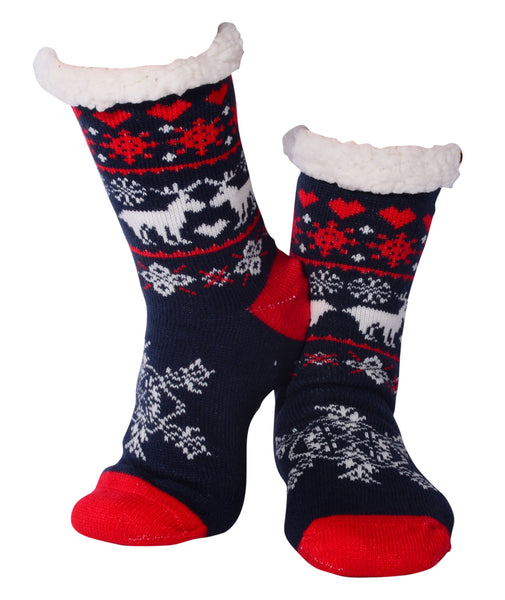 Nuzzles - Men's Reindeer - Navy Blue Foot Covering