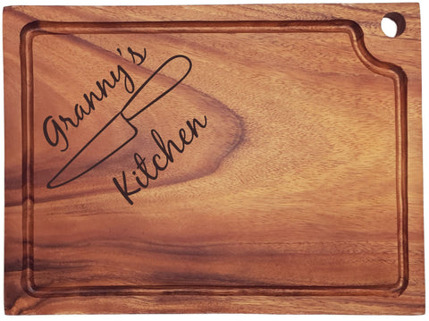 !!! Personalised Acasia Chopping Board With Groove Medium 305 x 205 x 20 mm