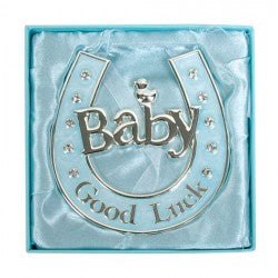 Good Luck Baby Horseshoe Blue