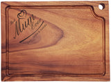 !!! Personalised Acasia Chopping Board With Groove Extra Large 405 x 305 x 20 mm