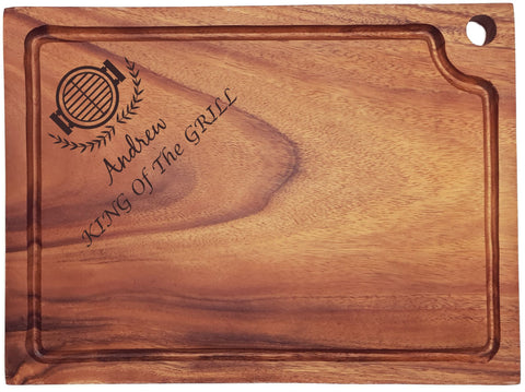 Personalised Engraved Acacia Wood Chopping Board Gift For BBQ Expert