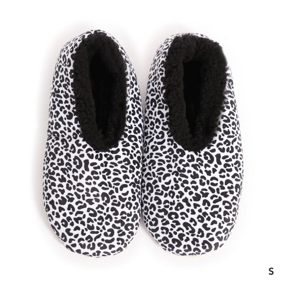 Sploshies - Women's Extra Large Velvet Leopard Black Foot Covering Slipper