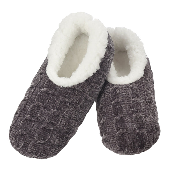 Slumbies - Women's Medium Jeweltone Chenille Grey Foot Covering