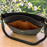 Woman's Genuine Leather Medium Crossbody Messenger Bag - Black