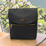 Woman's Genuine Leather Medium Crossbody Messenger Bag - Black