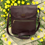 Woman's Genuine Leather Medium Crossbody Messenger Bag - Cognac
