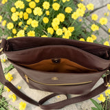 Woman's Genuine Leather Medium Crossbody Messenger Bag - Cognac