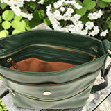 Woman's Genuine Leather Medium Crossbody Messenger Bag - Green