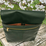 Woman's Genuine Leather Medium Crossbody Messenger Bag - Green