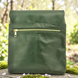 Woman's Genuine Leather Medium Crossbody Messenger Bag - Green