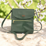 Woman's Genuine Leather Medium Crossbody Messenger Bag - Green