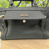 Woman's Genuine Leather Classic Handbag - Black