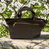 Woman's Genuine Leather Classic Handbag - Brown