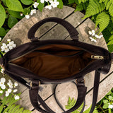 Woman's Genuine Leather Classic Handbag - Cognac