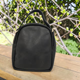 Woman's Genuine Leather Mini Rucksack - Black