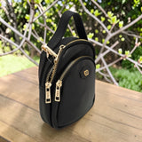 Woman's Genuine Leather Mini Rucksack - Black