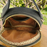 Woman's Genuine Leather Mini Rucksack - Black