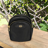 Woman's Genuine Leather Mini Rucksack - Black