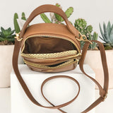 Woman's Genuine Leather Mini Rucksack - TAN