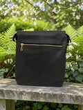 Woman's Genuine Leather Mini Messenger Crossbody Bag - Black