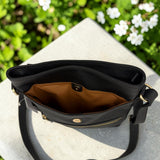 Woman's Genuine Leather Mini Messenger Crossbody Bag - Black