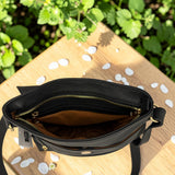Woman's Genuine Leather Mini Messenger Crossbody Bag - Black