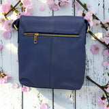 Woman's Genuine Leather Mini Messenger Crossbody Bag - Blue