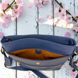 Woman's Genuine Leather Mini Messenger Crossbody Bag - Blue