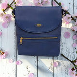 Woman's Genuine Leather Mini Messenger Crossbody Bag - Blue
