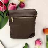 Woman's Genuine Leather Mini Messenger Crossbody Bag - Brown