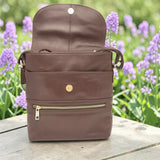 Woman's Genuine Leather Mini Messenger Crossbody Bag - Cognac