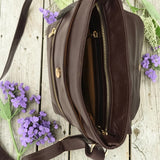 Woman's Genuine Leather Mini Messenger Crossbody Bag - Cognac